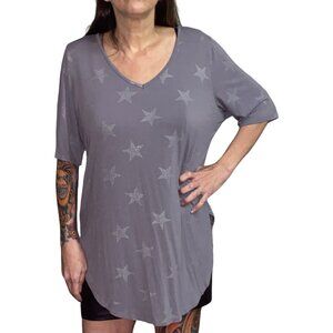 Sz.2X*Torrid*Super-Soft Gray V-Necked Tunic Top W/ Silver Stars